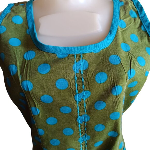 1of1 Medium Women's Romper 1960s Polka Dot Sleeveless Front Pockets Handmade - Picture 4 of 8
